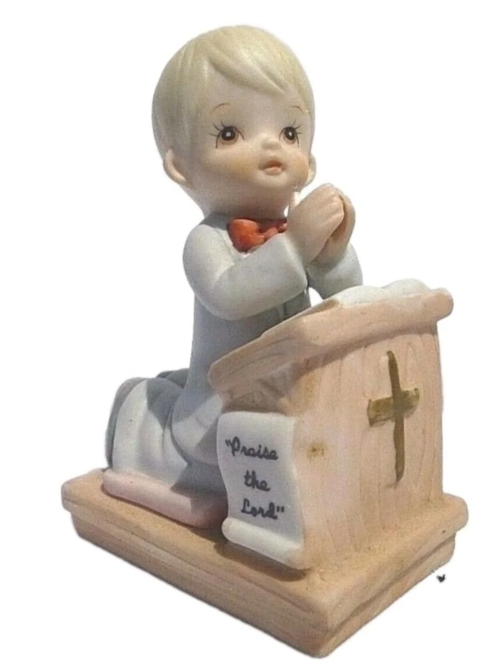 Vintage Lefton Prayer Boy Baby Piano Figurine Bisque Treasures Collection 1984